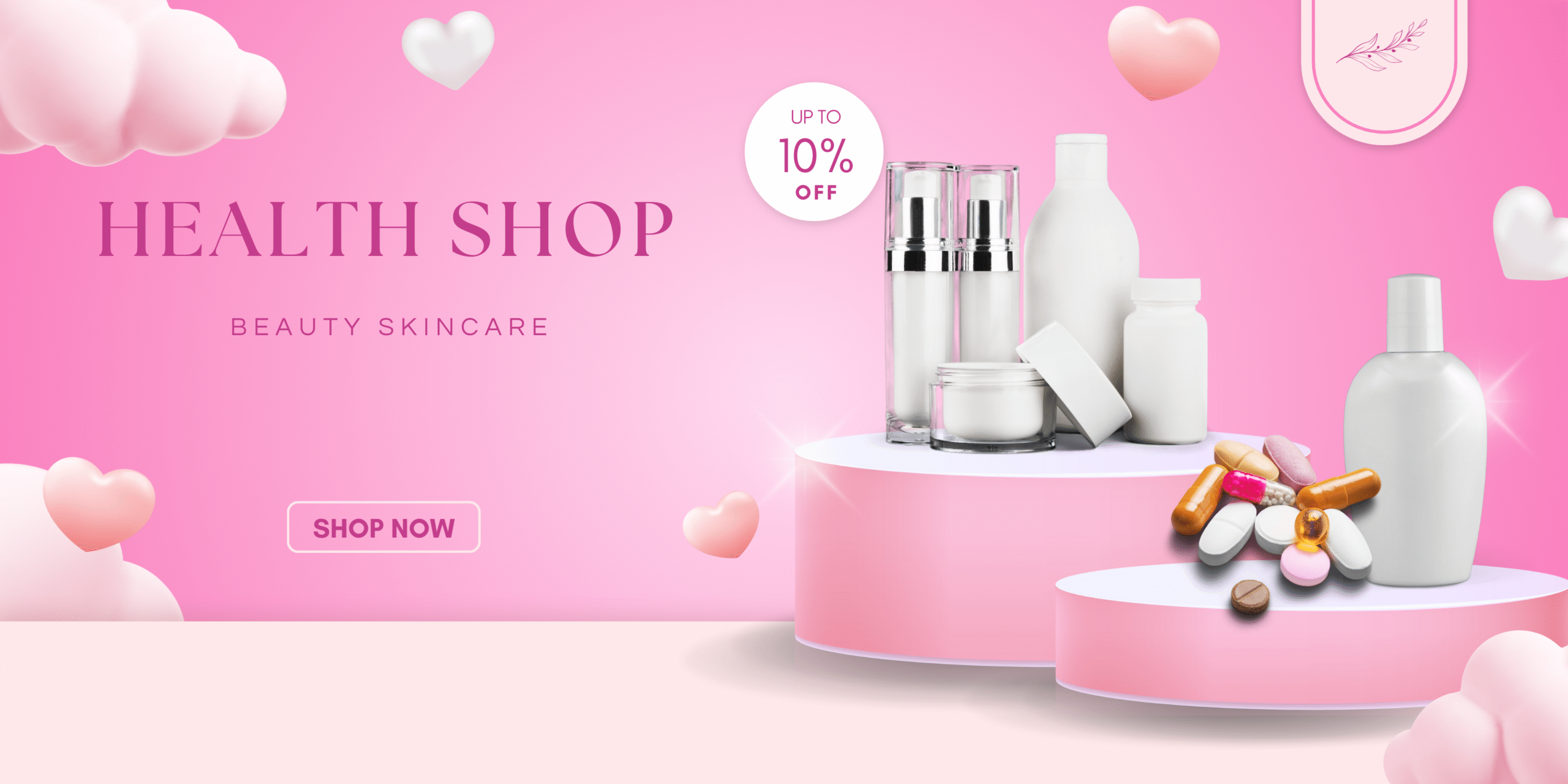 Pink Modern 3D Podium Skincare & Cosmetics Promo